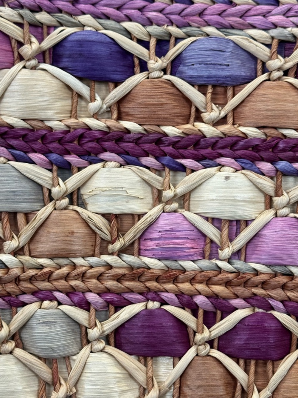 Cappelli Straworld Multicolor Woven Straw Tote — Purple, Pink & Natural - Picture 9 of 12